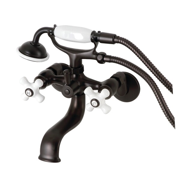 Kingston Brass Tub Wall Mount Clawfoot Tub Faucet with Hand Shower, Oil Rubbed Bronze KS225PXORB - main